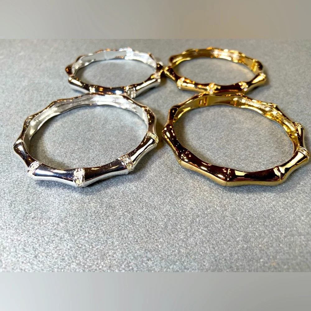 Bracelets Faux Bamboo Cuff‎ Bangle 4 Gold and 2 Silver tone